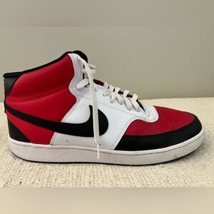 Nike Court Vision Mids, Size 13, White Black Red